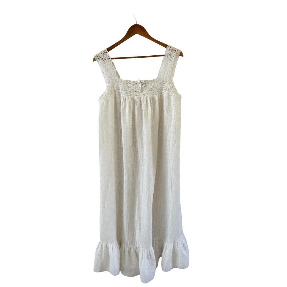 Vintage Willow Creek Lace Nightgown M White Maxi Ruffle Boho Cottage Victorian